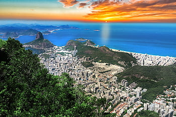 rio, บราซิล, ริโอเดอจาเนโร, เมือง, ภูมิประเทศ, ขอบฟ้า, พระอาทิตย์ตกดิน, ฤดูร้อน, ทะเล, มหาสมุทร, อเมริกาใต้