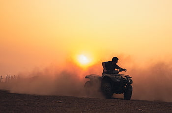 atv, Příroda, driftování, špína, zábava, rekreace, venkovní, quad, čtyřkolka, prach, západ slunce