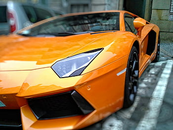 Orange Lamborghini Gallardo, Luxus-Sportwagen, geparkt, Stadtstraße, brno, Tschechien, orange Auto, Sportwagen, Lamborghini, städtische Parkplätze, Stadtbild