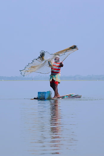 lake, nature, fisherman, fish, boat, fishing Net, fishing, food, sea, fisher