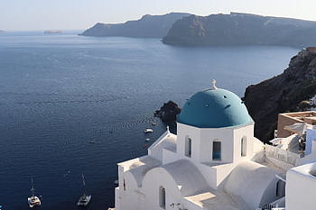 church, nature, sea, greece, cyclades, santorini, mediterranean, island, landscape