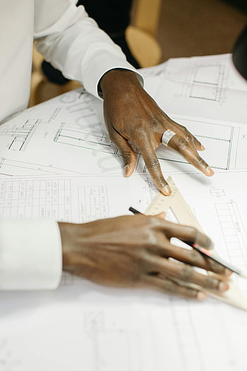 architetto, redazione, Piani architettonici, Strumenti di precisione, avvicinamento, persona, planimetria, design, spazio di lavoro, professionale, mani