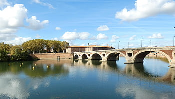 bridge, river, city, architecture, old, historical, brick, urban, landscape, toulouse, occitania
