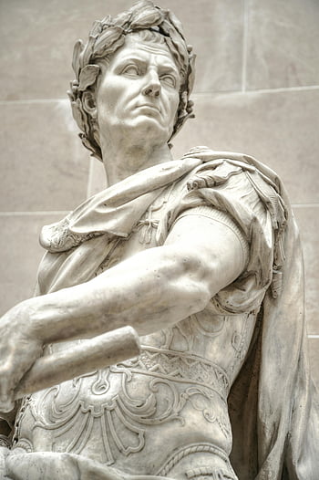 Julius Caesar, marble statue, ancient Roman, historical leader, close-up, presence, sculpture, art, classical, monument, Caesar