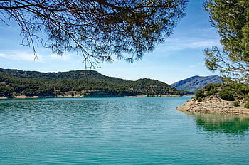spain, andalusia, province Of Malaga, reservoirs Guadalhorce-guadalteba, rio Guadalhorce, rio Gualdateba, reservoir, flow, mountains, hill, water