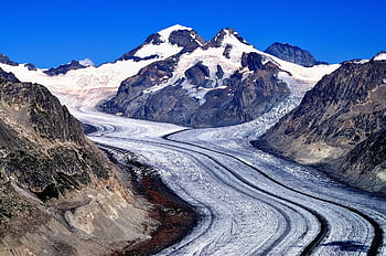 švýcarsko, Alpy, hory, krajina, Příroda, ledovec, silnice, aletsch