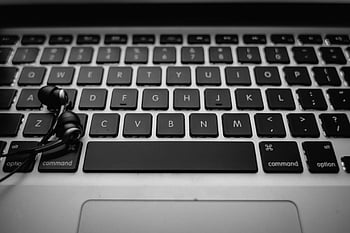 apple, black and white, computer images, earphones, electronics, keyboard images, laptop, macbook