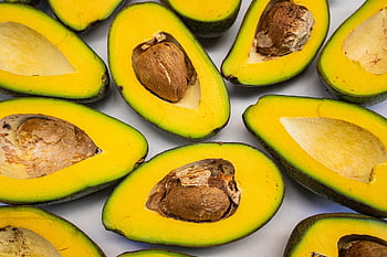 frutta, avocado, metà, Sezioni trasversali, noccioli di avocado, fette, Avocado a fette, cibo, salutare, vegano, fresco