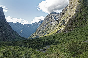 Neuseeland, Berge, Fjordland Nationalpark, Fjordland, Nationalpark, Natur, Landschaft, Südinsel, Himmel, Wolken, Wald