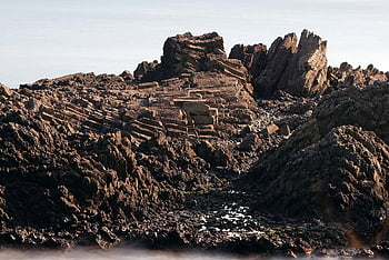 jusang Joint, volcano, travel, rock, sea, volcanic, stone, korea, basalt, tourism, coast