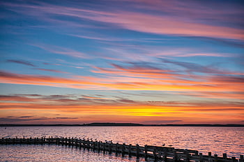 Flesensee, Untergöhren, Sonnenuntergang, Anlegesteg, mögen, Investoren, Wasser, Natur, Netz, Dock, romantisch
