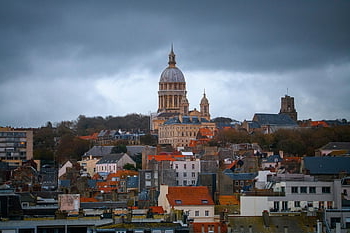 budov, město, kostel, panoráma města, městský, bazilika, Bazilika Notre-Dame De Boulogne, boulogne-sur-mer, boulogne, Francie, ponurý