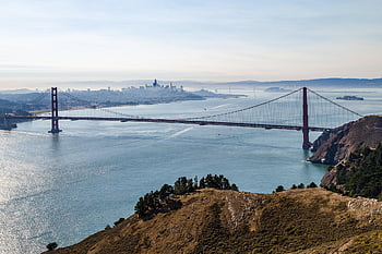 Golden Gate Bridge, moře, záliv, oceán, voda, pobřeží, kopců, scenérie, Bay Area, Příroda, San Francisco