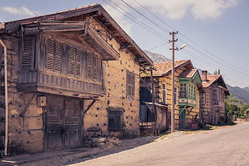 ormana, old Houses, antalya, turkey, dugmeli Evler, town, houses, architecture, buildings, facade, street
