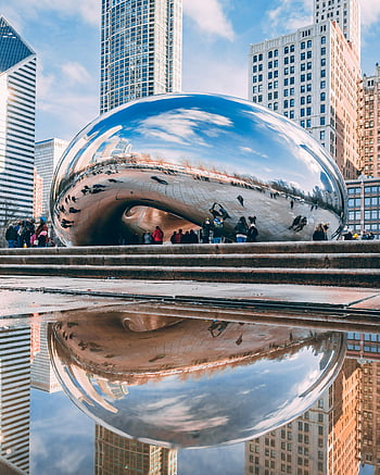 cloud gate, Chicago, fazole, park tisíciletí, centrální chicago, odraz, sochařství, panoráma města, městského umění, veřejné umění, moderní architektura