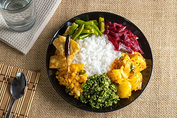 rýže, jídlo, sri lankan, kuchyně, kari, tradiční, večeře, oběd, Lahodné, asijský, deska