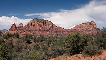 sedona, arizona, krajina, Příroda, Skála, pískovec, nebe, mraky, formace, Červené, geologický