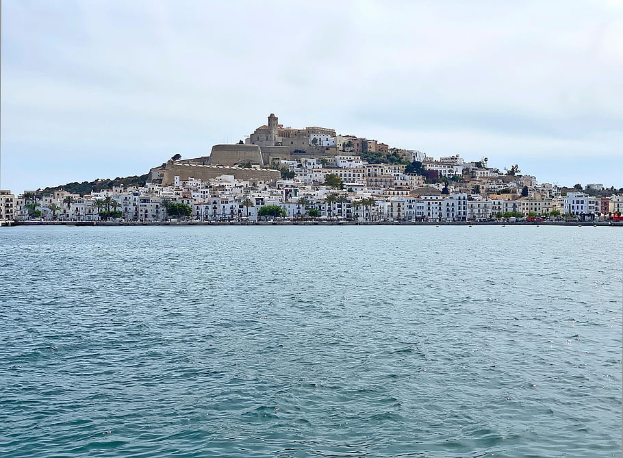 moře, město, letní, Španělsko, Ibiza, krajina
