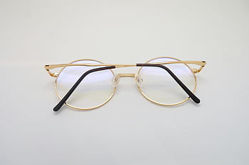 gullrammede briller, runde briller, gullrammer, Stilige briller, hvit bakgrunn, eyewear, briller, optiske rammer, motetilbehør, synslitasje, briller design