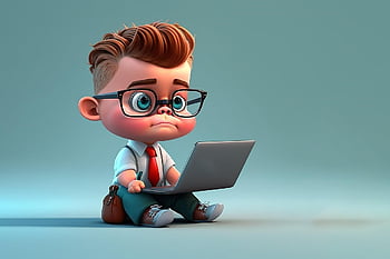 ai Generated, boy, young Man, laptop, robot, future, chatgpt, 3d, modern, technology, bot