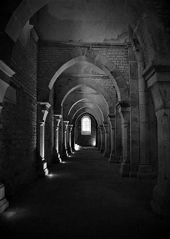 cellar, tunnel, safe Deposit Box, architecture, buildings, hallway, stone, monochrome, dungeon