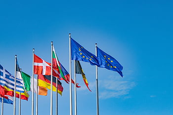 european Union, european Parliament, flags, flagpoles, eu, countries, nations, nature, national Flags, symbol, sky