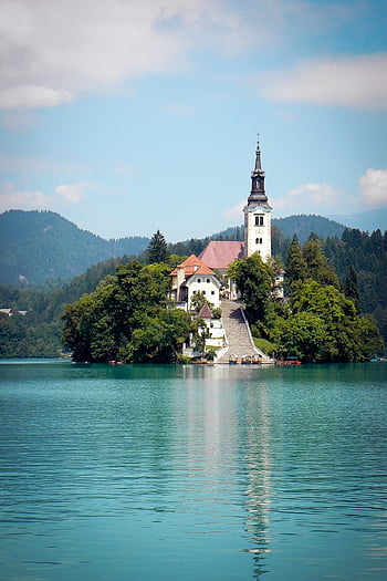 church, islet, lake, lake Bled, water, reflection, building, chapel, historic, nature, historical