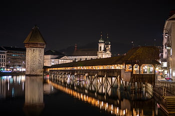 vojtěška, švýcarsko, kaple most, švýcarský, vodárenská věž, jezero, město, reuss, atrakce, slavný, cestovní ruch