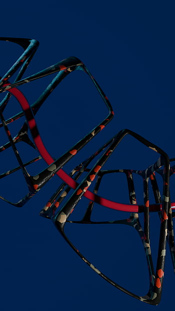 struttura 3D astratta, sfondo blu, Forme geometriche colorate, Abstract dinamico, Forme geometriche 3D, sfondo blu scuro, arte astratta, arte Moderna, arte digitale, Progettazione 3d, scultura astratta