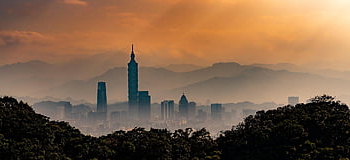 edifici, grattacieli, centro commerciale, orizzonte, nebbia, tramonto, Taiwan, taipei, Asia, natura, cielo