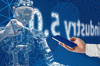 ozubená kola, strojírenství, inženýr, automatizace, robot, Inteligentní továrna, umělá inteligence, digitální, budoucnost, monitorování, telefon