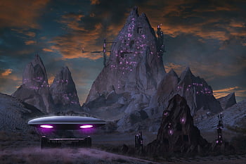 ufo, spaceship, alien, futuristic, fantasy, space, sci-fi, mystical, spacecraft, arrival, future