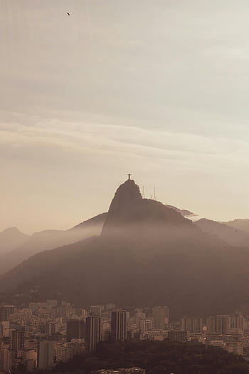 Chrystus odkupiciel, Góra Corcovado, Rio de Janeiro, piękny widok, świt, pejzaż miejski, Brazylia, punkt orientacyjny, statua, podróżować, turystyka