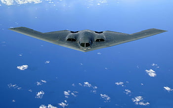 stealth bombardér, stíhačka, Denní let, jasný modrý oceán, rozptýlené mraky, vojenských letadel, letecký pohled, vysoká nadmořská výška, Stealth Technology, letecké fotografie, pohled na oblohu