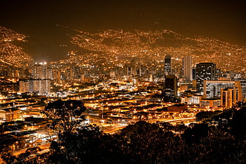 Medellín, Colombia, illuminated city, night time, vibrant cityscape, urban lights, city at night, Medellín night view, Colombian city, city lights, night cityscape