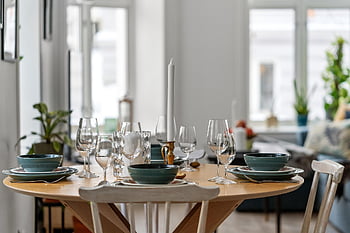 sala da pranzo, tavolo, sedie, immobiliare, interno, Casa, lusso, di legno, arredamento, vista, finestra