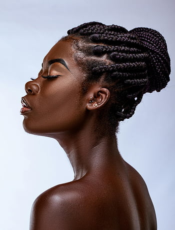 side view, beautiful woman, close-up profile, portrait, braided hair, profile portrait, woman with braids, braided hairstyle, side profile, black woman, natural beauty