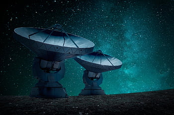 radio Telescopes, antennas, galaxy, space, stars, satellite Dish, satellites, universe, cosmos, dark, night