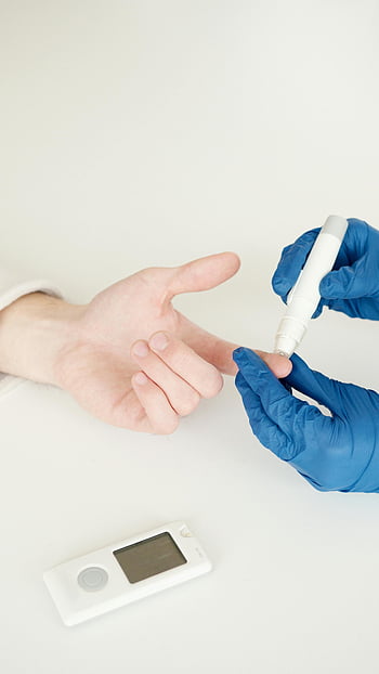 diabetes, blood sugar test, lancet pen, glucometer, healthcare professional, blue gloves, medical setting, finger prick, blood glucose monitoring, diabetic person, healthcare