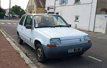 renault, super, 5, Carte jeune, 1991, chalon sur saone, bil, registreringsskylt, gata, parkerad, vit