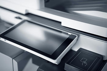 printer, touchscreen interface, modern printer, professional office, electronic device, screen, close-up, office equipment, printing machine, digital display, office technology