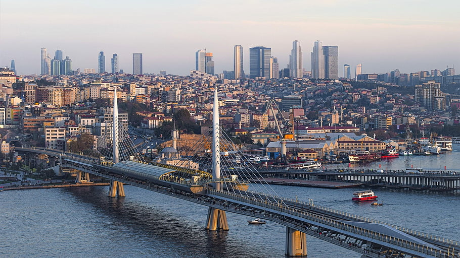 řeka, panoráma, město, architektura, Istanbul