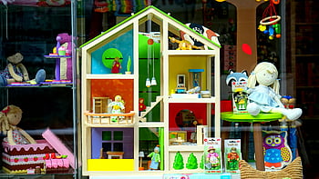 บ้านตุ๊กตา, สั่นสะเทือน, ร้านขายของเล่น, การเล่นของเด็ก, ของเล่นยัดไส้, หน้าต่างแสดงผล, มีสีสัน, เฟอร์นิเจอร์ขนาดเล็ก, โรงละคร, ของเล่น, ตุ๊กตา