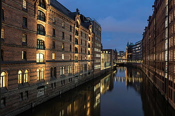 sklad, budova, architektura, historický, hanseatické město, Příroda, město, v centru města, voda, speicherstadt, kanál