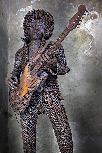 jim hendrix, guitar, guitarist, Rock og rul, søm, jern, statue, musik, skulptur, figur, monument