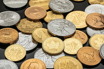 stříbrné mince, zlaté mince, kulaté mince, Finanční témata, Podrobný pohled, různých mincí, investice, drahé kovy, drahých kovů, numizmatika, sběratelské předměty