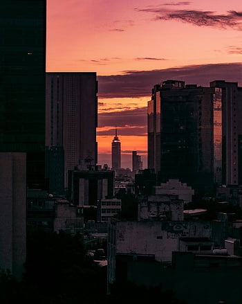 Ciudad de México, skyline, Torre Latinoamericana, sunset view, urban architecture, dusk, city buildings, stunning sunset, Mexico cityscape, dusk skyline, urban skyline