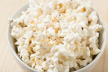 popcorn, Bílý popcorn, kulatá bílá keramická mísa, Čerstvě vyskočil popcorn, filmové noci svačiny, Detailní popcorn, bílá mísa, Popcorn Snack, popcorn v misce, bílá keramická mísa, Popcorn detail-up