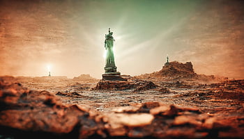 ai Generated, fantasy, mars, statue, planet, science Fiction, outdoors