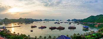 západ slunce, lan ha bay, záliv Halong, krajina, Příroda, panoráma, moře, Vietnam, pohled, turistická destinace